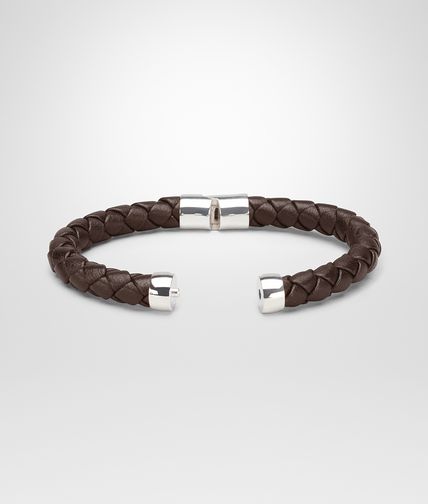 BOTTEGA VENETA - Ebano Intrecciato Antique Silver Nappa Bracelet