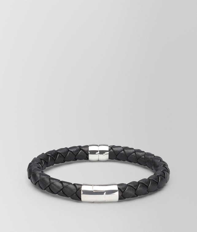 BOTTEGA VENETA BRACELET IN NERO INTRECCIATO NAPPA AND SILVER Bracelet U fp