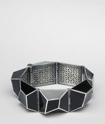BOTTEGA VENETA - Bracelets, Nero Enameled Antique Silver Bracelet