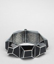BOTTEGA VENETA - Bracelets, Nero Enameled Antique Silver Bracelet