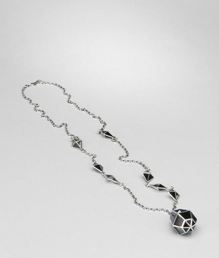 BOTTEGA VENETA - Nero enamelled Antique Silver Pendant