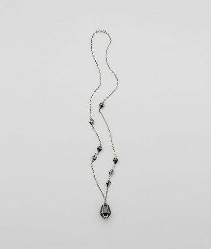 BOTTEGA VENETA - Nero enamelled Antique Silver Pendant