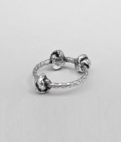 Bottega Veneta® Antique Silver Intrecciato Coaxial Ring Bottega Veneta® Antique Silver Intrecciato Coaxial Ring