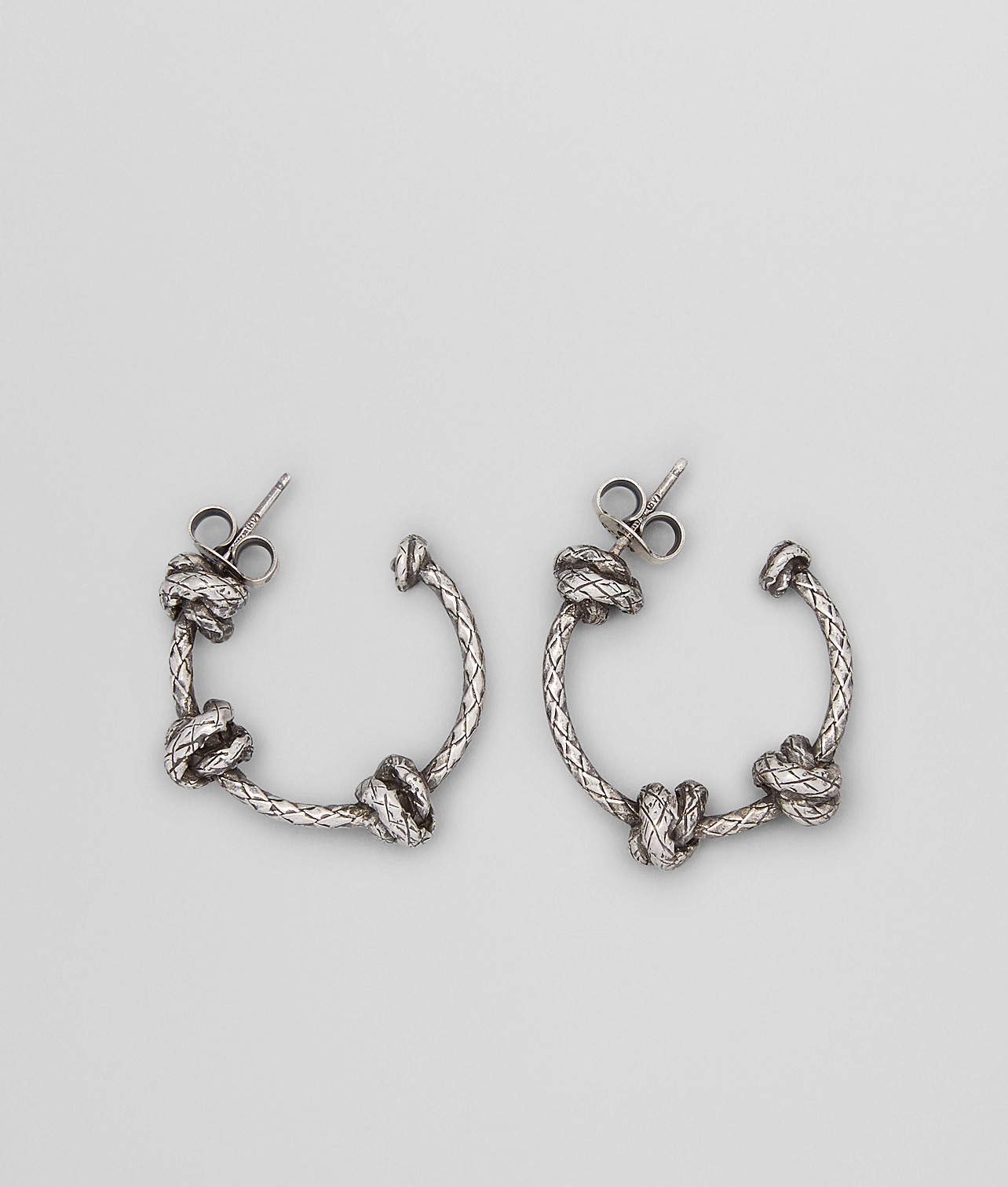 BOTTEGA VENETA - Antique Silver Intrecciato Coaxial Earring