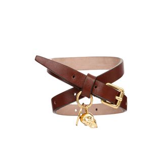 ALEXANDER MCQUEEN, Bracelet, Leather Double Wrap Skull Bracelet