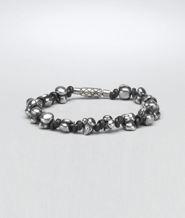 BOTTEGA VENETA BRACELET IN NERO INTRECCIATO NAPPA AND SILVER Bracelet U fp
