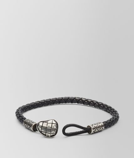 BOTTEGA VENETA - Nero Intrecciato Oxydized Silver Nappa Bracelet
