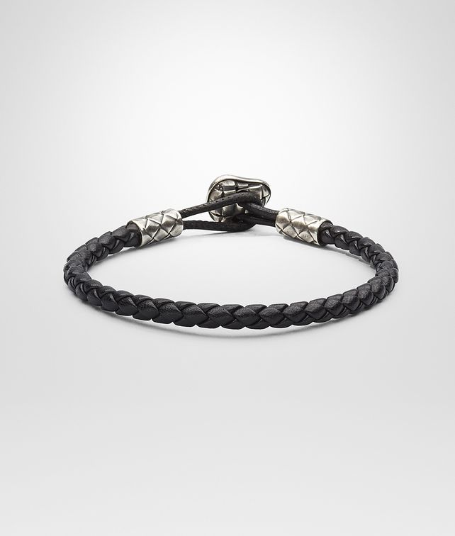 BOTTEGA VENETA BRACELET IN NERO INTRECCIATO NAPPA AND SILVER Bracelet U fp