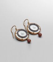 Bottega Veneta® Brique Brown Porcelain Verre Irise Zircon Silver Earring Bottega Veneta® Brique Brown Porcelain Verre Irise Zircon Silver Earring