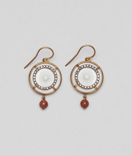BOTTEGA VENETA - Brique Brown Porcelain Verre Irise Zircon Silver Earring