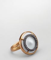 Bottega Veneta® Brown Porcelain Zircon Silver Ring Bottega Veneta® Brown Porcelain Zircon Silver Ring