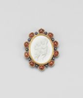 Bottega Veneta® Brique Brown Porcelain Verre Irise Zircon Silver Pendant Bottega Veneta® Brique Brown Porcelain Verre Irise Zircon Silver Pendant