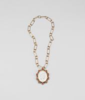 Bottega Veneta® Brique Brown Porcelain Verre Irise Zircon Silver Pendant Bottega Veneta® Brique Brown Porcelain Verre Irise Zircon Silver Pendant