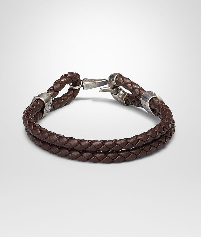 BOTTEGA VENETA Ebano Intrecciato Oxidized Silver Nappa Bracelet Bracelet U fp