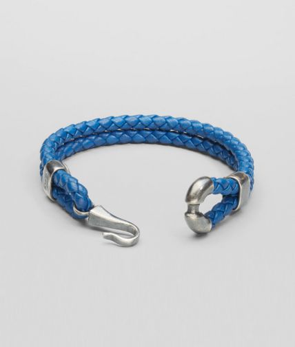 BOTTEGA VENETA - Bracciale Électrique in Nappa e Argento Ossidato Intrecciati