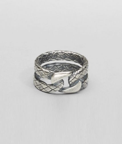 BOTTEGA VENETA - Intrecciato Oxidized Silver Ring