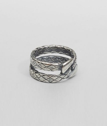 BOTTEGA VENETA - Anello in Argento Ossidato Intrecciato
