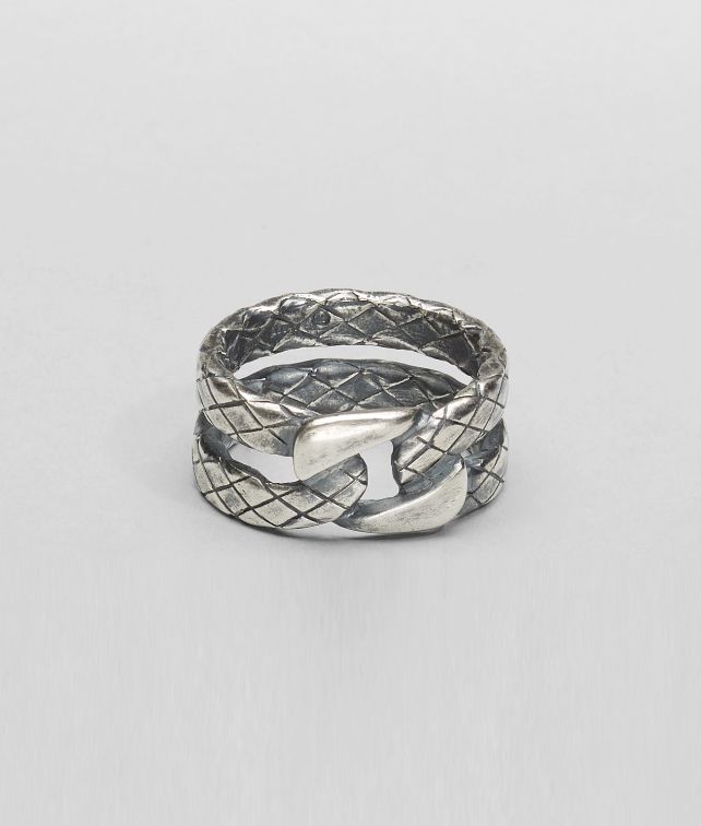 BOTTEGA VENETA Intrecciato Oxidized Silver Ring Ring U fp