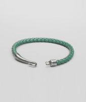 Bottega Veneta® Armband aus oxidiertem Silber und Nappaleder Intrecciato Menthe Bottega Veneta® Armband aus oxidiertem Silber und Nappaleder Intrecciato Menthe