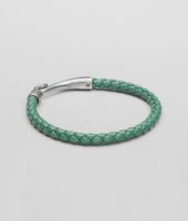 Bottega Veneta® Armband aus oxidiertem Silber und Nappaleder Intrecciato Menthe Bottega Veneta® Armband aus oxidiertem Silber und Nappaleder Intrecciato Menthe