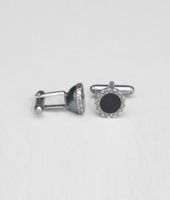 Bottega Veneta® NERO INTRECCIATO OXYDIZED SILVER ENAMEL CUFFLINKS Bottega Veneta® NERO INTRECCIATO OXYDIZED SILVER ENAMEL CUFFLINKS