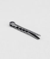 Bottega Veneta® DARK GREY INTRECCIATO OXYDIZED SILVER ENAMEL TIE CLIP Bottega Veneta® DARK GREY INTRECCIATO OXYDIZED SILVER ENAMEL TIE CLIP