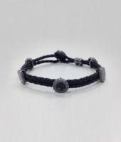 Bottega Veneta® NERO INTRECCIATO OXYDIZED SILVER ENAMEL BRACELET Bottega Veneta® NERO INTRECCIATO OXYDIZED SILVER ENAMEL BRACELET
