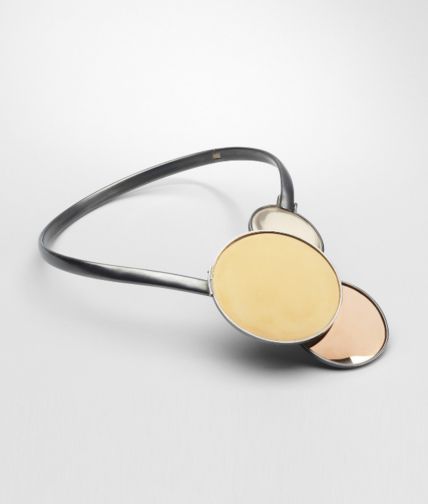 BOTTEGA VENETA - Collier ORO GIALLO EN ARGENT BRUNITO ET ROCK CRYSTAL