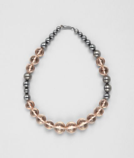 BOTTEGA VENETA - Collier ORO ROSA EN ARGENT BRUNITO ET ROCK CRYSTAL