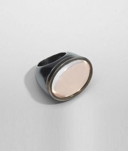 BOTTEGA VENETA - ORO ROSA ROCK CRYSTAL BURNISHED SILVER Ring