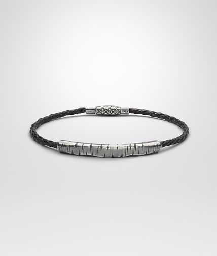 BOTTEGA VENETA - Nero Intrecciato Oxidized Silver Nappa Bracelet