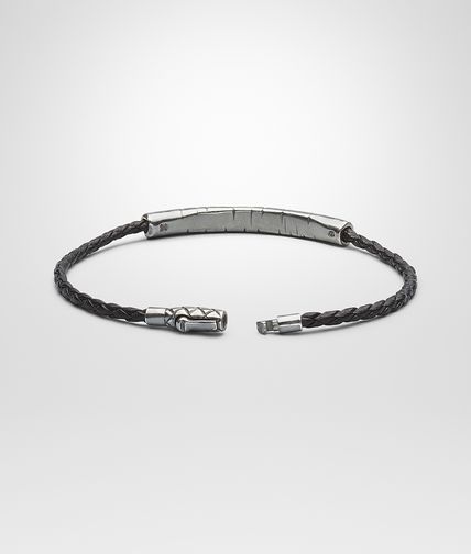 BOTTEGA VENETA - Nero Intrecciato Oxidized Silver Nappa Bracelet