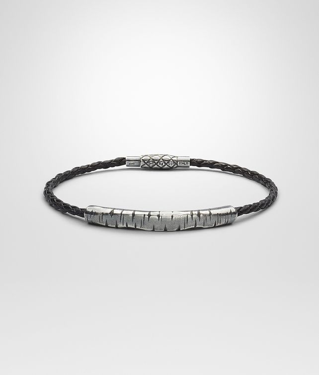 BOTTEGA VENETA BRACELET IN NERO INTRECCIATO NAPPA AND SILVER Bracelet U fp