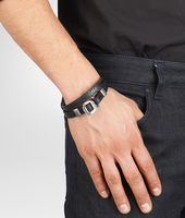 Bottega Veneta® Nero Intrecciato Oxidized Silver Cuir Bracelet Bottega Veneta® Nero Intrecciato Oxidized Silver Cuir Bracelet