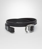 Bottega Veneta® Nero Intrecciato Oxidized Silver Cuir Bracelet Bottega Veneta® Nero Intrecciato Oxidized Silver Cuir Bracelet