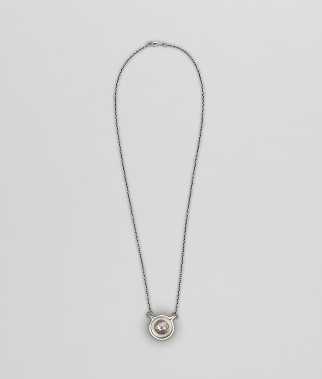 BOTTEGA VENETA COLLANA IN ARGENTO ANTICATO CON CHARM ROCK CRYSTAL BUTTERFLY Collana D fp