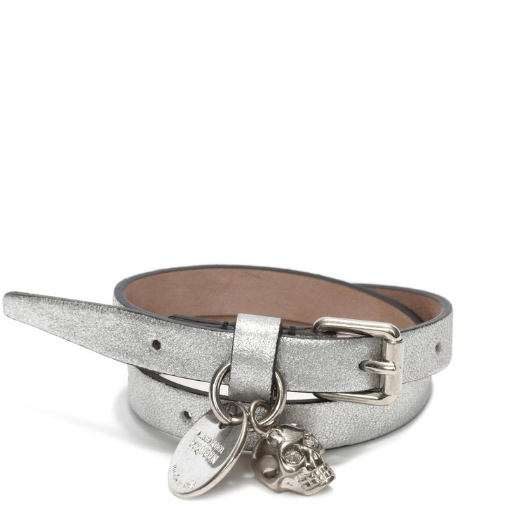 alexander mcqueen leather skull bracelet