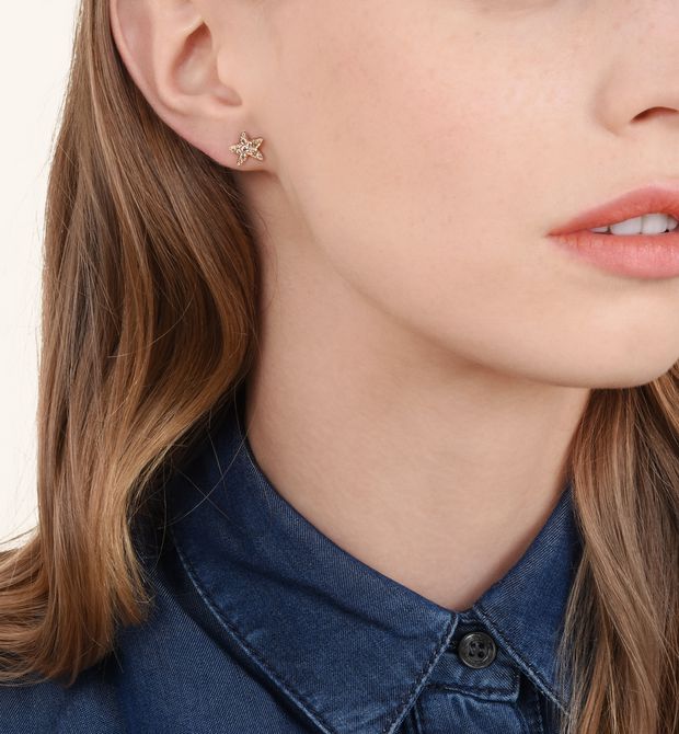 Starfish Stud Earring 9 Kt Rose Gold Brown Diamonds Starfish Stud Earring