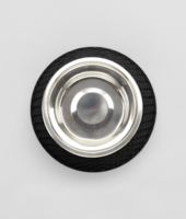 Bottega Veneta® Nero Palladio Intrecciato VN Brushed Steel Dog Bowl Bottega Veneta® Nero Palladio Intrecciato VN Brushed Steel Dog Bowl