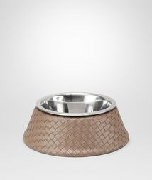 BOTTEGA VENETA - Living, Nero Palladio Intrecciato VN Brushed Steel Dog Bowl
