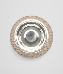 BOTTEGA VENETA - Living, Nero Palladio Intrecciato VN Brushed Steel Dog Bowl