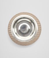 Bottega Veneta® Nero Palladio Intrecciato VN Brushed Steel Dog Bowl Bottega Veneta® Nero Palladio Intrecciato VN Brushed Steel Dog Bowl