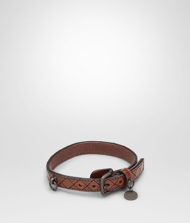 BOTTEGA VENETA Ebano Intreccio Scolpito Dog Collar Pet Accessory E fp