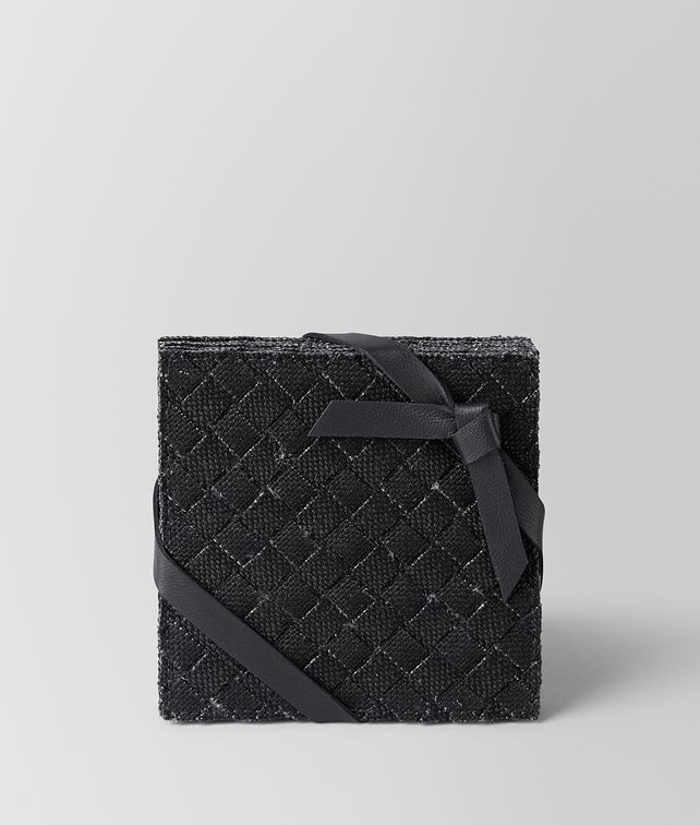 BOTTEGA VENETA Nero Intrecciato Linen Coasters Desk accessory E fp