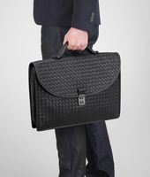 Bottega Veneta® Nero Intrecciato Light Calf Briefcase Bottega Veneta® Nero Intrecciato Light Calf Briefcase