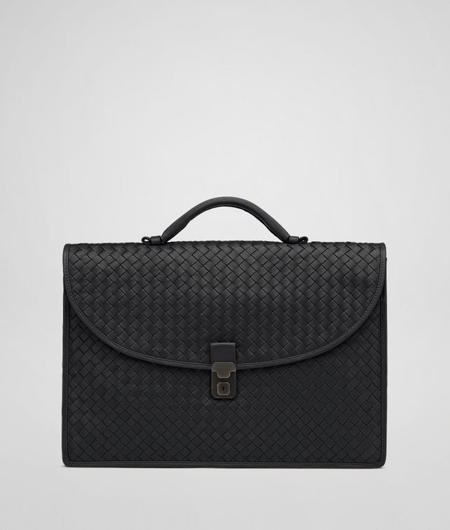 BOTTEGA VENETA Nero Intrecciato Light Calf Briefcase Business bag U fp