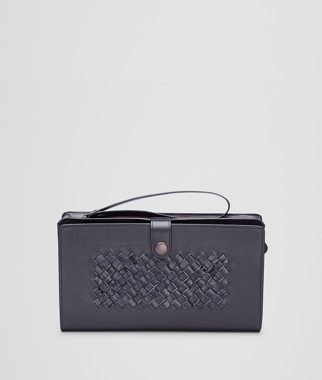 BOTTEGA VENETA BORSELLO IN VITELLO TOURMALINE E COCCODRILLO, DETTAGLI INTRECCIATI Porta Documenti e Marsupio U fp