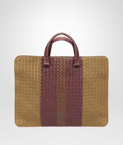 BOTTEGA VENETA - New Bronze Aubergine Edoardo Intrecciato Club Fumé Briefcase