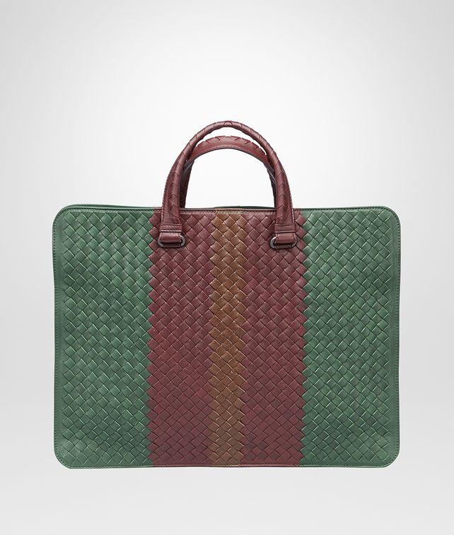 BOTTEGA VENETA Emerald Green Aubergine Edoardo Intrecciato Club Fumé Briefcase Business bag U fp