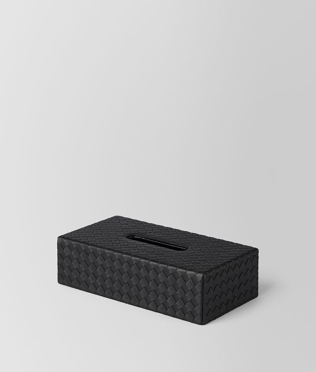 BOTTEGA VENETA TISSUE BOX IN NERO INTRECCIATO NAPPA Desk accessory E fp
